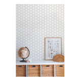 Vinilo Ceramico Hexagono Blanco Cocina Pared Premium