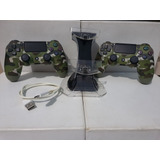 2x Controles Ps4 Green Camouflage Original Carregador + Cabo