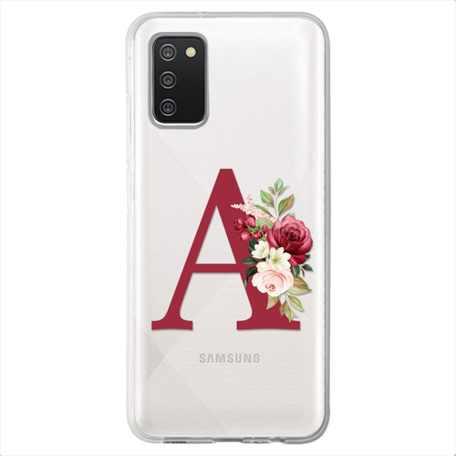 Funda Galaxy Antigolpes Flores Personalizada Con Tu Inicial 