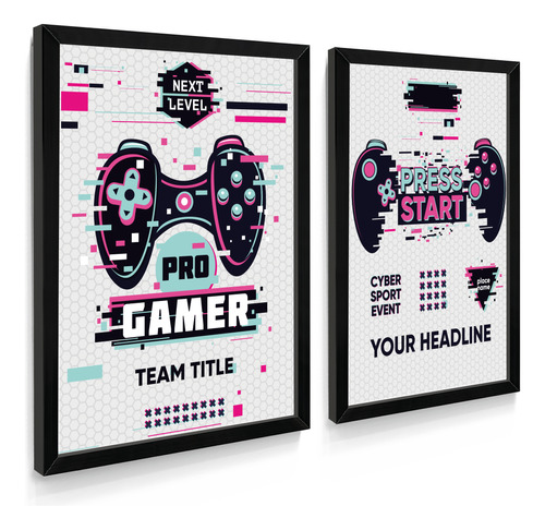 Quadros Decorativos Gamer Geek Start Para Sala Hall Quarto