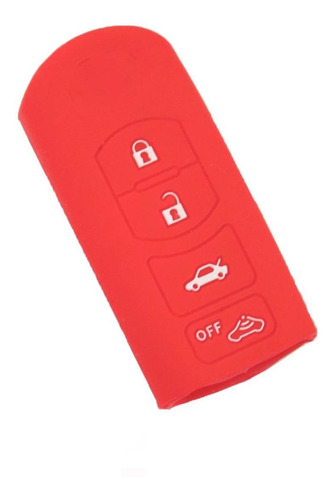 Funda Silicon Llave De Mazda 4 Botones En Rojo