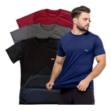 Camisa Fit Kit Com 4 Academia Musculação Treino Corrida Top