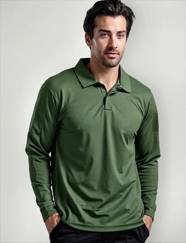 Playera Polo Hombre Slim Manga Larga Casual Táctico Militar | MercadoLibre