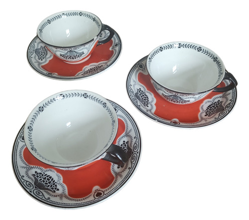 Tazas Y Platos De Te Porcelana Antigua Import Holanda X 3