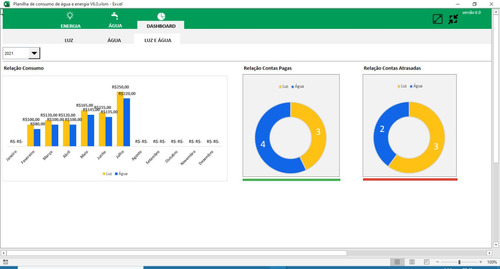 Planilha De Consumo De Água E Energia Elétrica Em Excel