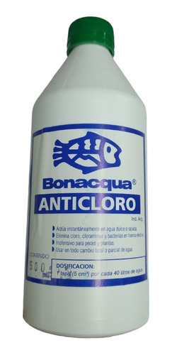 Anticloro Bonacqua 1/2 Litro Para Peceras. Envios