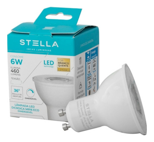 Lampada Dicroica Stella 6w Dimerizavel 2700k 127v Sth8541/27