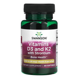 Swanson, Extra Strength Vitaminas D3 Y K2. 60 Cápsulas 
