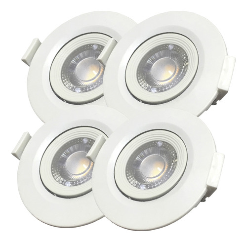 Pack X 4 Spot Embutir Blanco Dicro Led 3w Calido Movil Macro