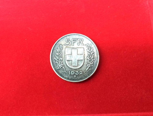Antigua Moneda 5 Francos Plata Confederac Helvetica 1932 - B