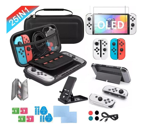 Kit De 25 Accesorios Funda Para Nintendo Switch Oled Estuche