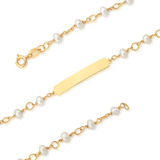 Pulseira Ouro 18k 750 Infant Chapinha 15cm Com Pérolas Biwas