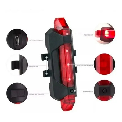 Luz Led Trasera Bicicleta Recarbale Usb Roja Bentancor Outdo | MercadoLibre