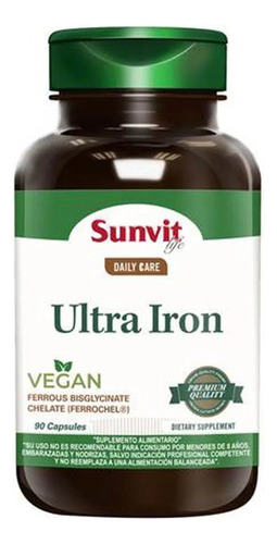 Ultra Iron (90 Caps) Sunvit Life Vegan Sabor No Aplica