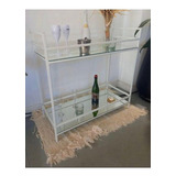 Mini Bar Industrial Hierro Blanco  Estantes Espejo F012