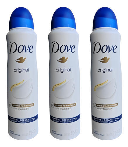 Pack X3 Dove Original Desodorante Con Crema Humectante 72h