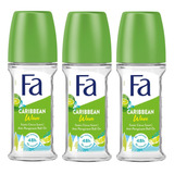 3 Desodorante Fa Caribbean Lemon Roll-on Importado 50ml