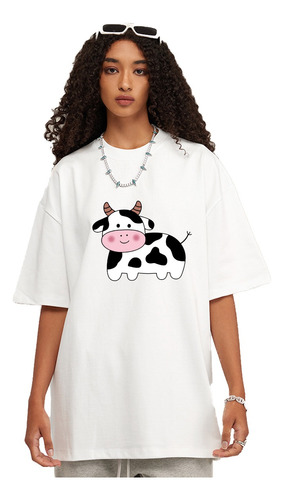 Playera Camiseta Con Estampado De Vaca Moda Mujere Comodidad