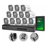 Kit Seguridad Dvr 16ch Hikvision +12camara 2mp Colorvu +disc