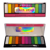 Paleta De Sombras Fluor Color Shock + Glitter Pink 21