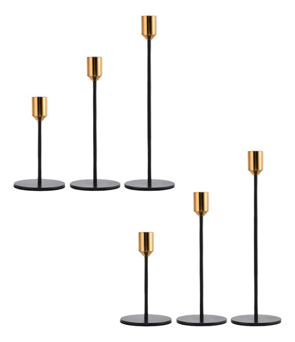 Candelabro Para Velas Cónicas, 6 Unidades, Color Negro Mate