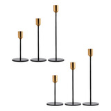 Candelabro Para Velas Cónicas, 6 Unidades, Color Negro Mate