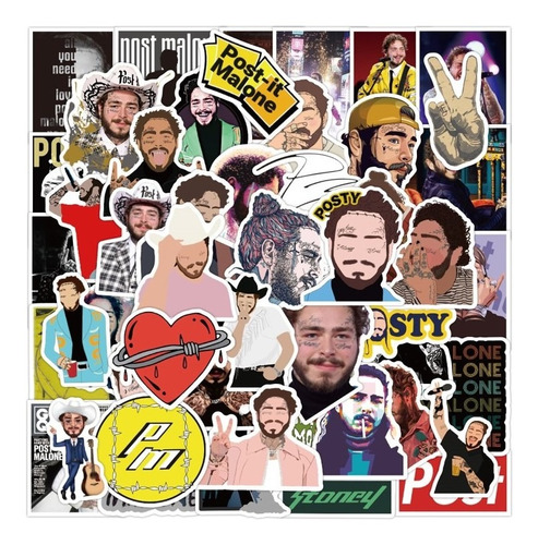 Post Malone Stickers 50 Calcomanias De Pvc Vs Agua