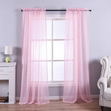 Cortinas Rosadas Transparentes Para Habitación De Niñas.