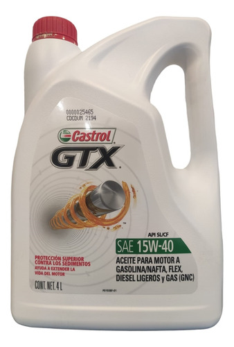 Aceite Mineral Gtx 15w-40 4l Castrol