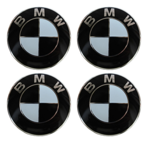 4 Centros Tapa Rin Compatible Bmw 68mm Serie 1,2,3,4,5,6,7 