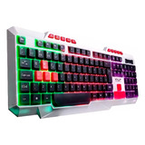 Teclado Gamer Branco Rgb Usb C/ Teclas Multimídia Kp-te120