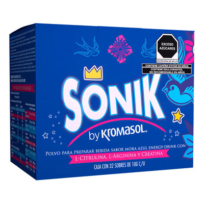 Sonik By Kromasol® Caja Con 32 Sobres De 10g C\u002Fu Mora Azul | Meses sin interés