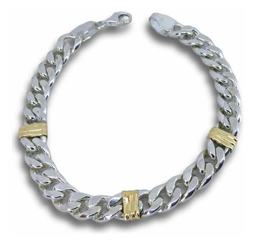 Pulsera De Plata Y Oro Eslabón Cubano