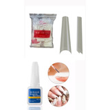 Kit 500 Tips+ Cola Unhas Bailarina Curvatura Gel Extra Longa