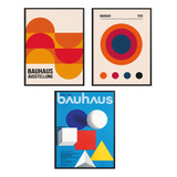 Set 3 Piezas Cuadro Marco Bauhaus Geometria Abstracto 30x40