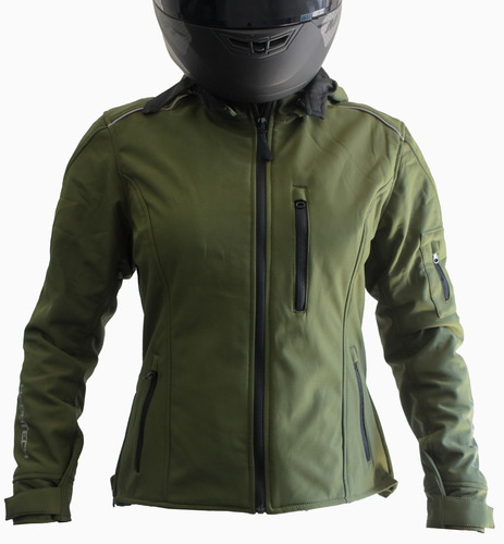 Chamarra Moto Hebotech Sm-olive Verde De Mujer Protecciones