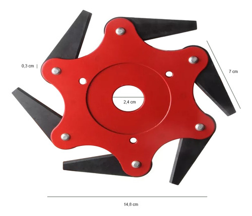 Lâmina 6 Pontas Para Cortador De Grama Roçadeira Motopoda