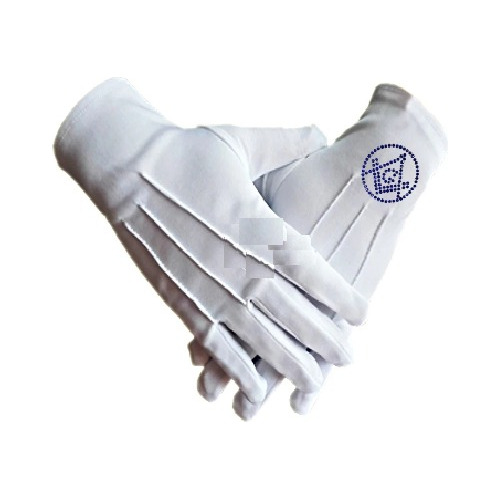 Guantes Masonicos Blancos, Incrustaciones Imitacion Diamante