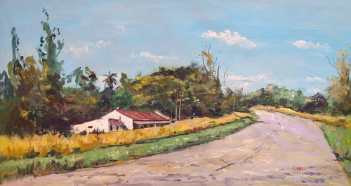 Cuadros Paisajes Pintado A Mano Campo 60x110cm.204