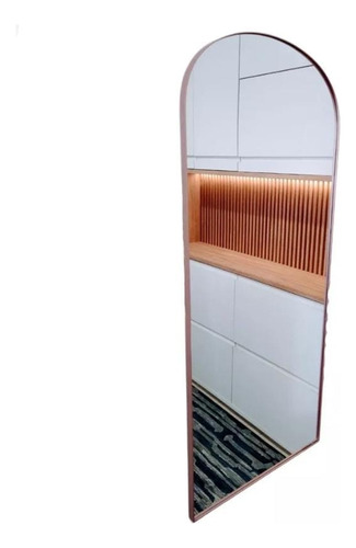 Espelho Base Reta Corpo Inteiro Parede 1,50 X 0,40 Moldura Rosê