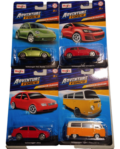 Pack De Autos 4 Maisto 1/64 Jetta, Golf, Beatle, Combi