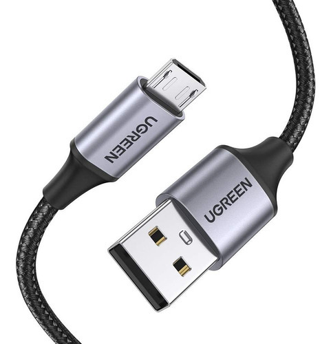 Cable Carga Rápida Micro Usb 2.0 Ugreen 2m Metal Negro