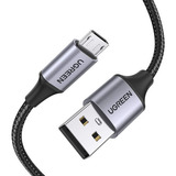 Cable Carga Rápida Micro Usb 2.0 Ugreen 2m Metal Negro