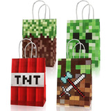 24 Bolsas Regalo Papel Fiesta Tematica Minecraft Recuerdos