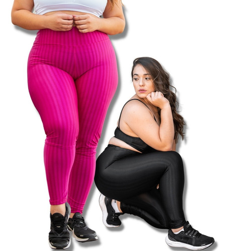 Kit 2 Legging Plus Size 3d Moda Feminina Academia Legue Gold