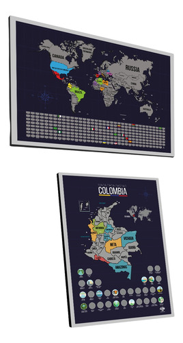 Mapamundi Para Raspar + Mapa Colombia Raspable Viajerosdyd
