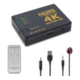 Switch Divisor Hdmi 3x1 Áudio E Vídeo 4k Uhd Com Controle