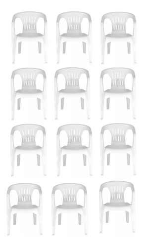 Kit 12 Cadeiras Tramontina Atalaia Em Polipropileno Branco