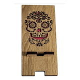 Porta Celular De Madera Diseño De Calavera Mexicana