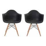 Kit 2 Cadeiras Charles Eames Wood Com Braços - Frete Grátis